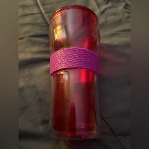 Red and Pink Tumbler with Grip